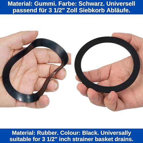 Profildichtung und Flachdichtung Set, 2 Stück, für 3 1/2 Zoll Garnituren, kompatibel mit BLANCO, FRANKE, VIEGA, IKEA, uvm., Dichtungssatz Küchenspüle, Lippendichtung Ventilablauf Spülbecken Abfluss