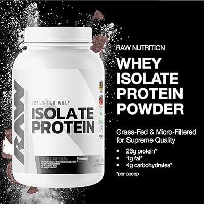 RAW Whey Isolate Protein Powder, Cookies N Cream - 100% Grass-Fed Sports Nutrition Protein Powder for Muscle Growth & Recovery - Low-Fat, Low Carb, Naturally Flavored & Sweetened - 25 Servings