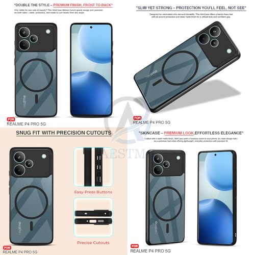 Image of AESTMO Realme P4 Pro 5G Back Cover | 360 Protection | Crystal Clear Hard Back Transparent | Compatible with MagSafe Accessories (PC+TPU, Black Bumper)
