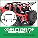 MasterTop Complete Soft Top with Hardware - Fits Jeep Wrangler JL 4-Door 2018-2023 - Jeep Wrangler JLU Soft Top 4 Door Jeep Wrangler Soft Top - Jeep JL Soft Top 4 Door, Black MasterTwill
