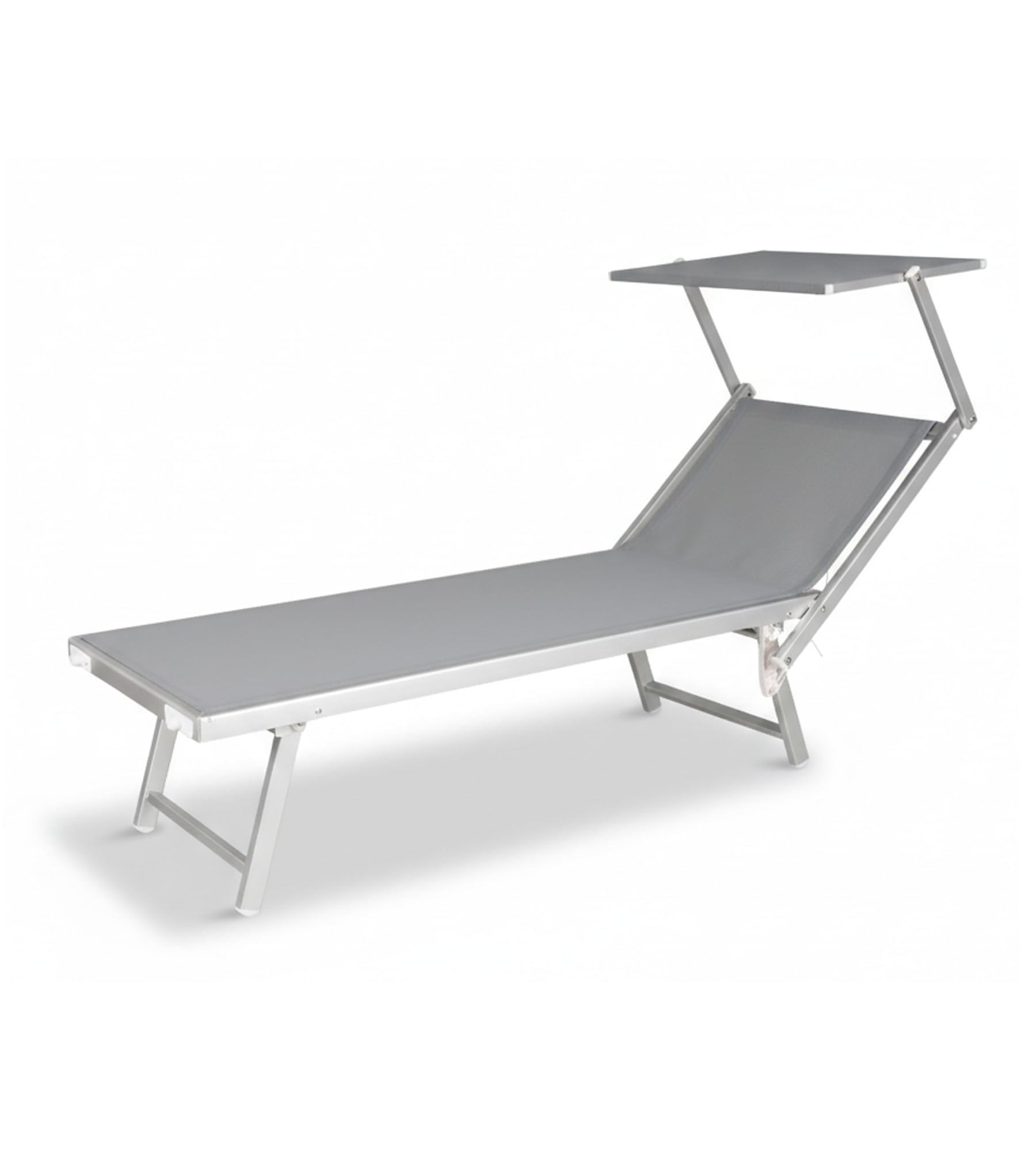 Lettino spiaggia mare prendisole pieghevole professionale Alluminio MAIORCA, misura XL da stabilimento balnerare (Gray)