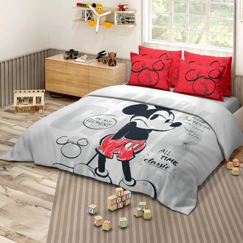 Image of Sassoon Disney Mickey Mouse Classic Digital Printed 100% Cotton Bedsheet with 2 Pillow Covers in 300TC
