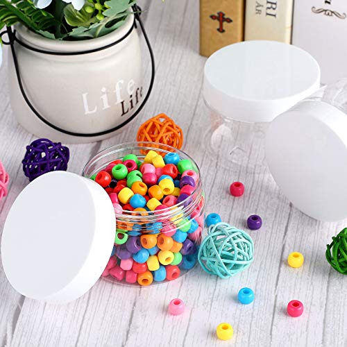Image of Patelai 4 Pcs Plastic Jars Wide Mouth with Lids,6 Ounce,White