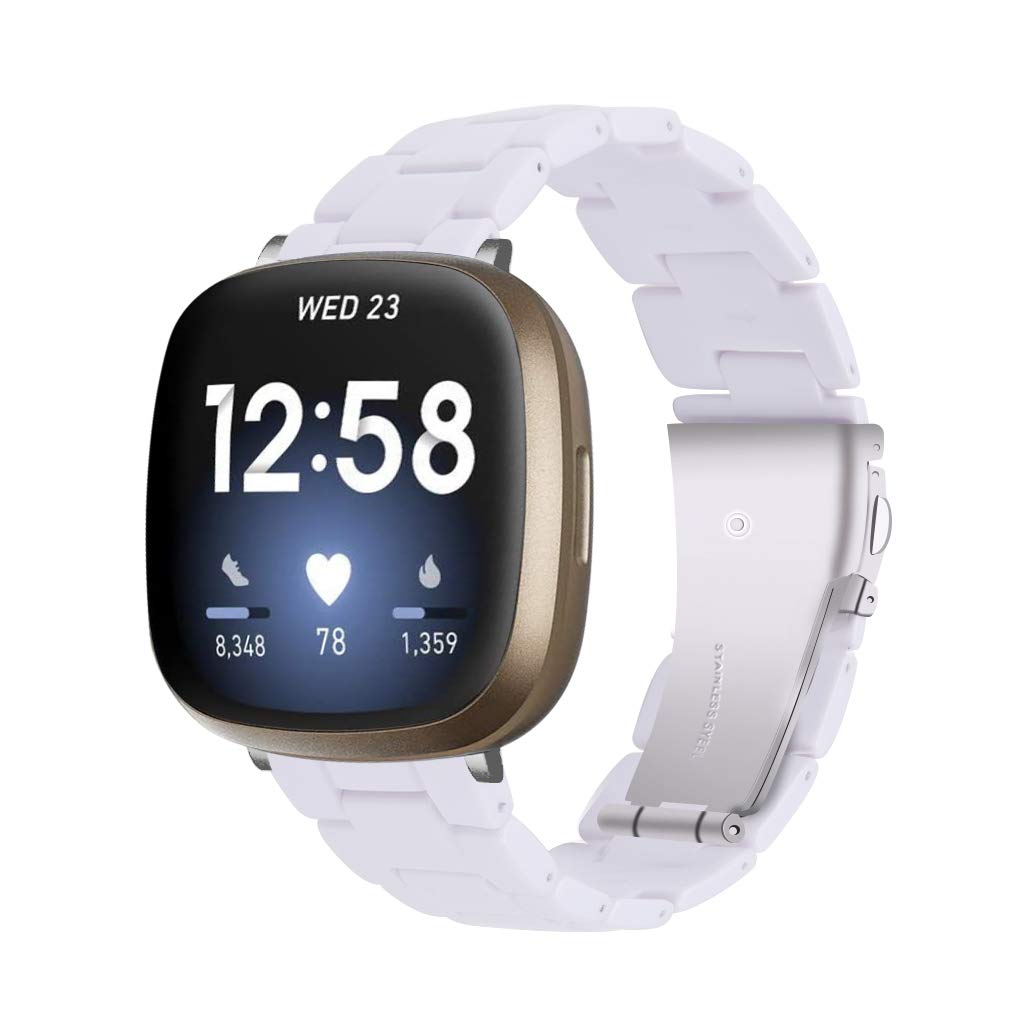 Chofit Straps Compatible with Fitbit Versa 4/Sense 2 Strap, Adjustable Resin Replacement Wristband Band Bracelet for Versa 4/Sense 2 (White)