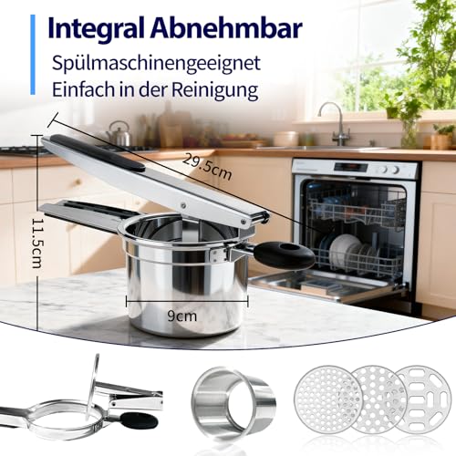 Foto von SPEENSUN Kartoffelpresse, Spätzlepresse (450ml), 3 Lochscheiben, Edelstahl