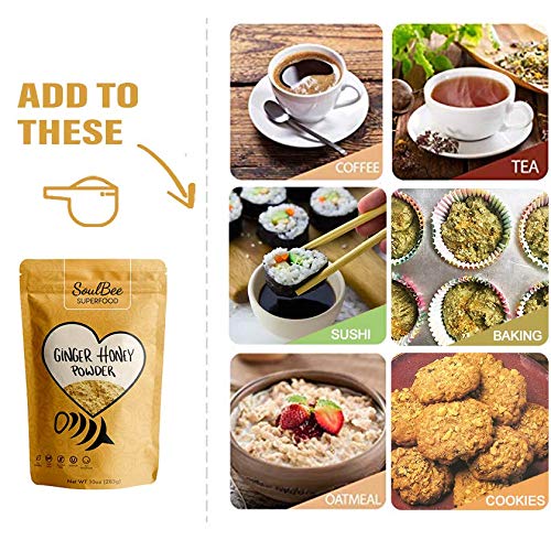 Soulbee Ginger Honey Instant Tea - No Teabag Needed - Low In Calories - Non-Gmo, Gluten Free, Dairy Free, Kosher - High Dissolution Perfect For Sweetened Teas #TOP6