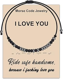Biker Gift Biker Morse Code Bracelet Motorcycle Gift Ride Safe Handsome Because I Fucking Love You