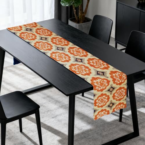 Image of Nuxovilar Retro Geometric Table Runner Flax 13x72 in