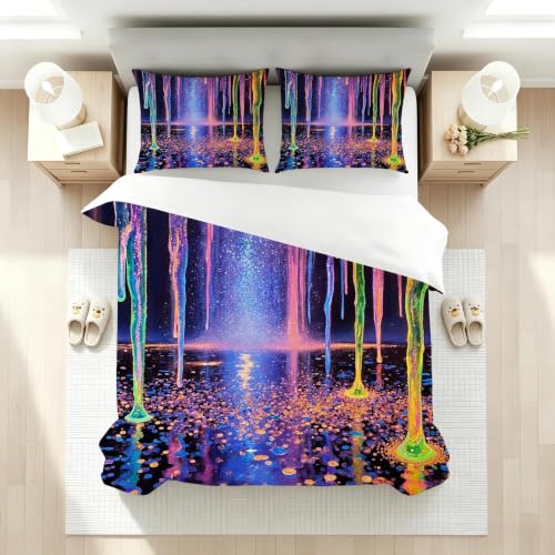 Housse de couette 240x260 tableau coloré ensemble de literie microfibre