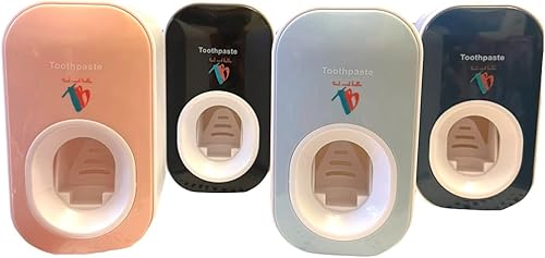 Dispensador de pasta de dientes, fácil montaje en pared, para baño, dispensador automático de pasta de dientes (rosa)