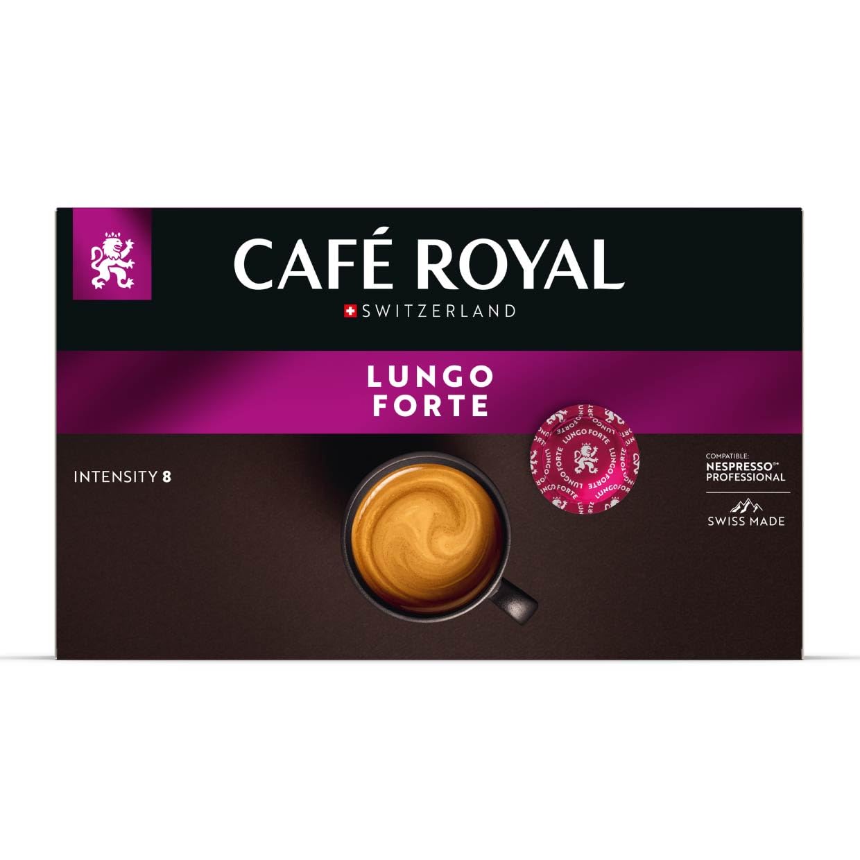 Café Royal Lungo Forte 50 Nespresso Pro kapsułki kompatybilne (intensywność 6/10), 1 opakowanie (1 x 50 padów)