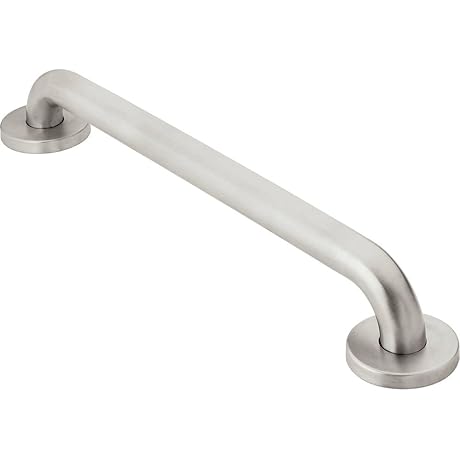 Moen R8712P 12-Inch Bathroom Grab Bar for Added Bathroom Safety in Brushed Nickel Finish