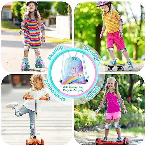 image for SULIFEEL Rainbow Unicorn Knee Pads for Kids Knee Elbow Pads Wrist Guar