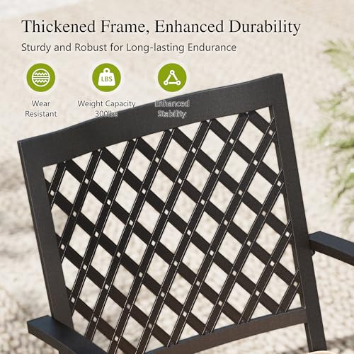 Image of Sophia & William 7 Pc Round Outdoor Dining Set, 54 inch Metal Table w / 6 Chairs | Perfect for Patio, Deck, Yard, Porch. Outdoor Dining Set for 6, 7 Piece Metal Patio Furniture Set