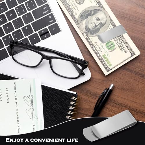 Keboyoe 40 Stück Geldklammer, Geldklammer Edelstahl, Geldklammern für Geldscheine Silber, Geldscheinklammer Edelstahl, Geldklammern Set für Bargeld Rechnungen Kreditkarte Dokumente Banknote