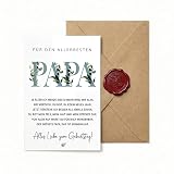 Sinnblatt Geburtstagskarte Papa und Vatertagskarte, edle Karte als Beilage für Geschenk Papa Geburtstag von Kind, emotionale Glückwunschkarte für Vater, Eukalyptus Gedicht Design
