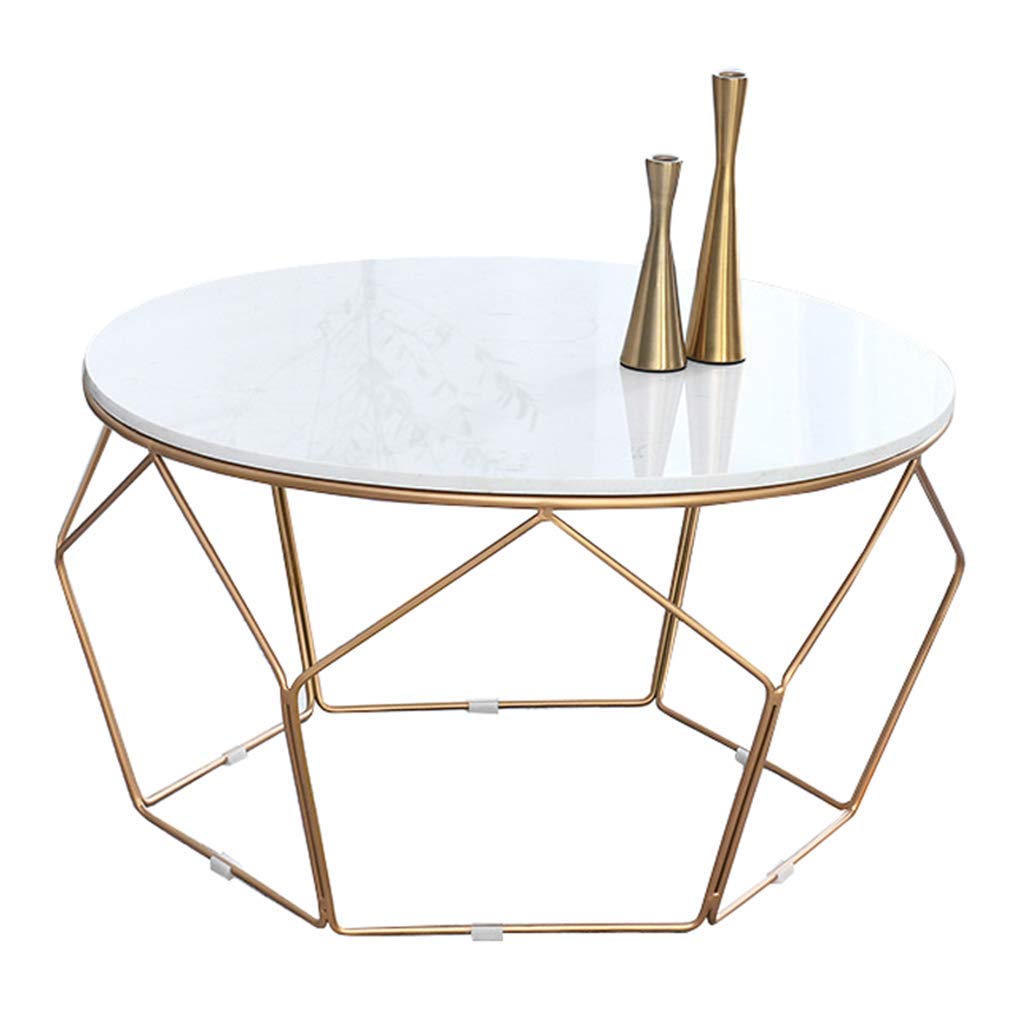 Table basse ronde salon design moderne table d'appoint scandinave marbre brillant 45cm