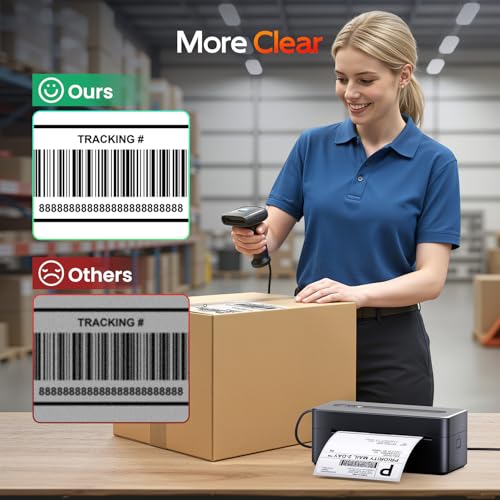 Image of TATTMUSE Thermal Shipping Label Printer 4X6 Upgraded, 2026 New Version Bluetooth Label Printer for Small Business and Package, Support iOS, Android, Windows, Mac, Come with Label Holder