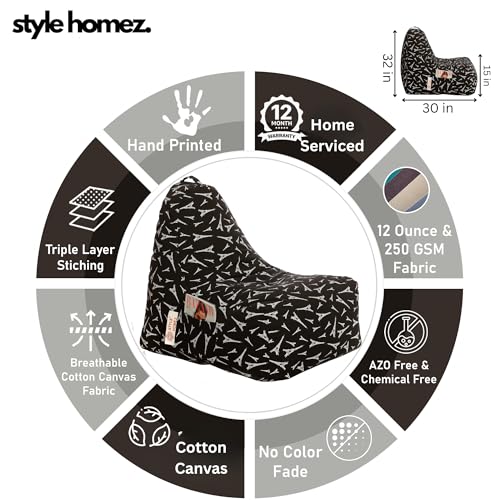 Image of Style Homez Hackey Cotton Canvas Abstract Printed Bean Bag XXL Size Filled with Beans Fillers
