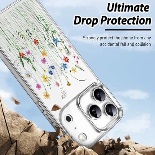 Coque antichoc iPhone 17 Pro transparente silicone fleur - 4