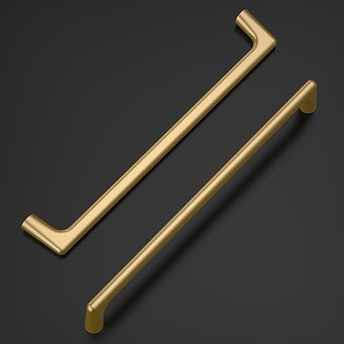 Miniatura 3 de Amerdeco Paquete de 10 tiradores de bronce champán para gabinetes de 12.5 pulgadas (12.598 in) con agujeros centrales, manijas de gabinetes de