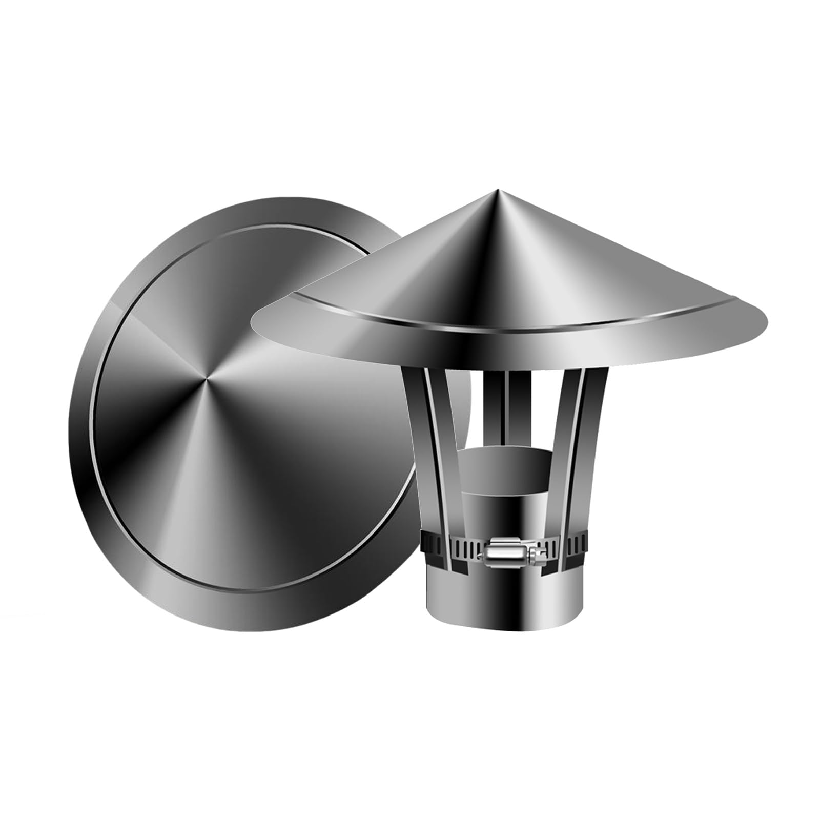 KGLHJDY Stainless Steel Chimney Cowl Adjustable Chimney Cap Round Roof Rain for All Types of Chimneys Exhaust Hoods 80-300mm(110mm/4.33in)