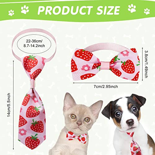 Reginary 100 Pieces Dog Bow Tie Collar Set Includes 50 Neckties and 50 Bow Ties Adjustable Cat Dog Bowties Neckties for Small Medium Puppy Cat Hawaii Summer Spring Style Grooming Accessories