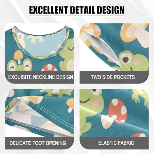 Frog Pattern Kids Pjs Set Boys Girls Summer Short-Sleeve Sleepwear Pajamas 2PCS4