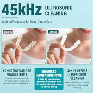 Pulitore Ultrasuoni 45kHz Lampada UV 200ML Ultrasonic Cleaner Pulizia Ultrasuoni per Bite Pulitore a Ultrasuoni per Apparecchio Denti,Protesi Dentarie,Allineatore Dentale,Gioielli,Testine Spazzolini