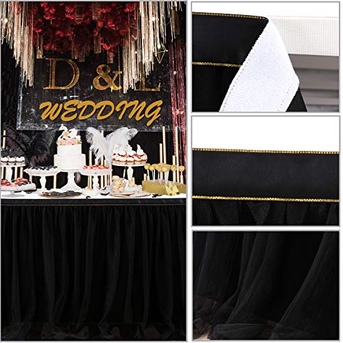 image for Suppromo 9ft Black Table Skirts for Rectangle Tables or Round Tables B