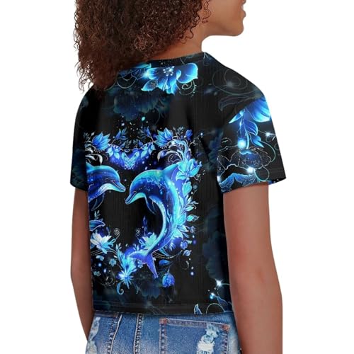 Image of Kids Crop Top Short Sleeve T-Shirts for Girls Size 5-14