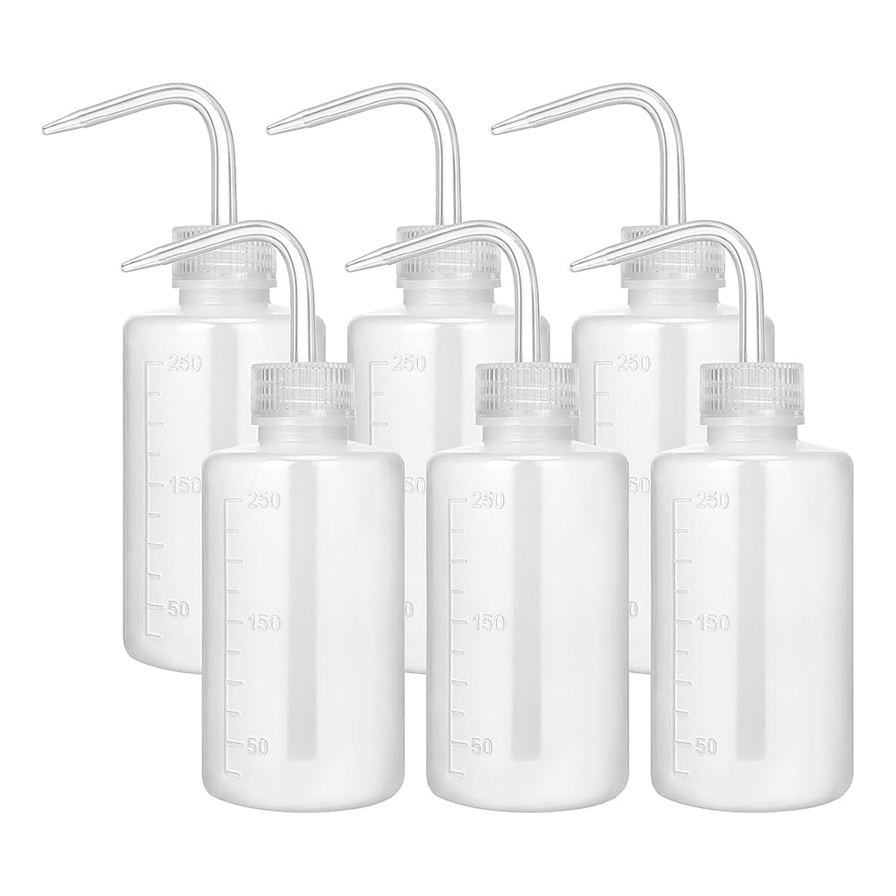 UDSKNV[KSL Scale Labels Included 250ml Squeeze Bottles- 6pcs PET Plastic Safety Squirt Bottle for Liquids with Narrow Mouth