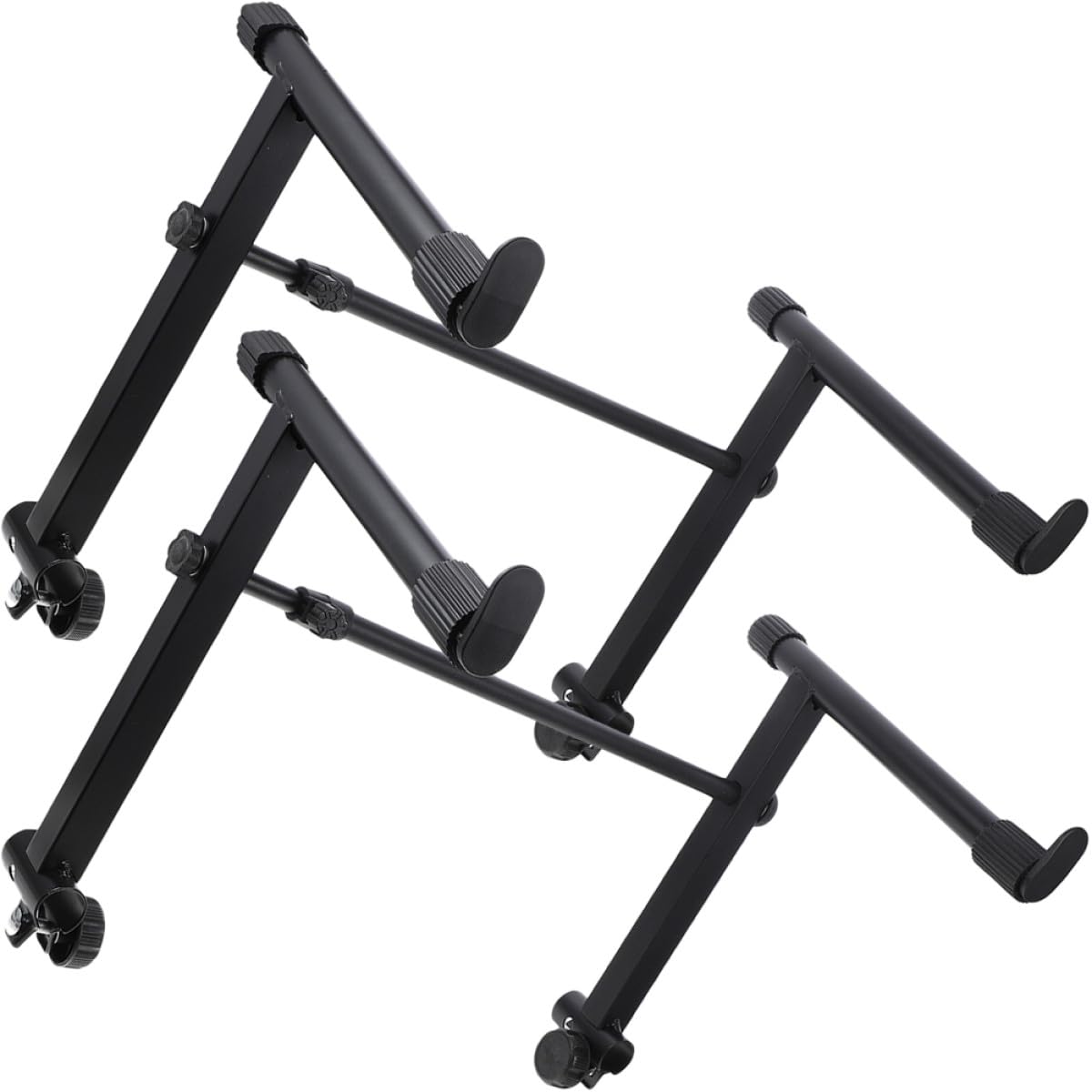 BETOOKY Supporto Tastiera Musicale in Ferro Nero, 2 Set Pieghevole | Pianoforte Elettronico e Keyboard, Uso Domestico, Alta Capacità di Carico, Doppio Supporto Non Incluso