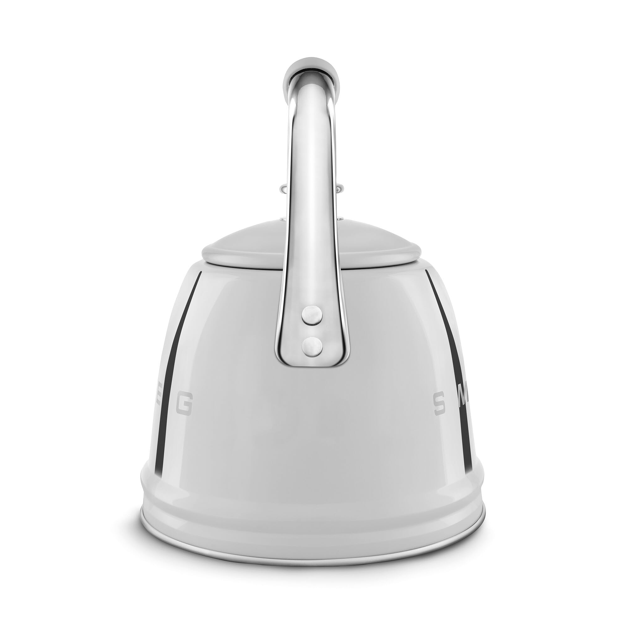 SMEG Stovetop Whistling Kettle – 50s Retro Style, 2.3 Liter (10 Cup / 2.4 Quart) Stainless Steel Tea Kettle with Iconic Design & Whistle – Premium Kitchen Statement Piece (Silver)
