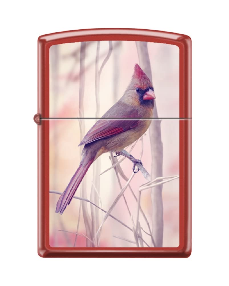 Zippo Lighter- Cardinal Birds Songbird Perched Red Matte Windproof Lighter Z5537