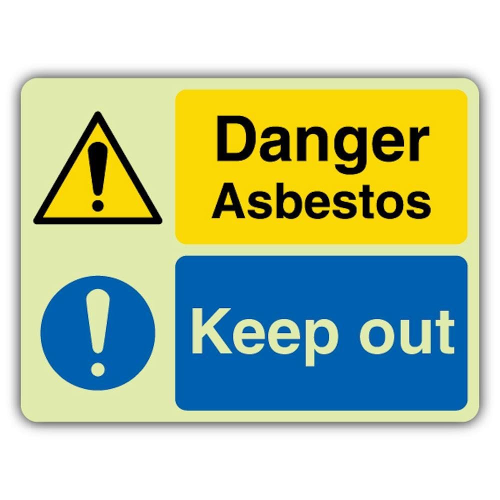 V Safety Glow In The Dark Danger Asbesto - Señal de advertencia de peligro - 600 x 450 mm - Hecho de plástico rígido de doble brillo - Señalización de advertencia de peligro - Fabricado en Gran