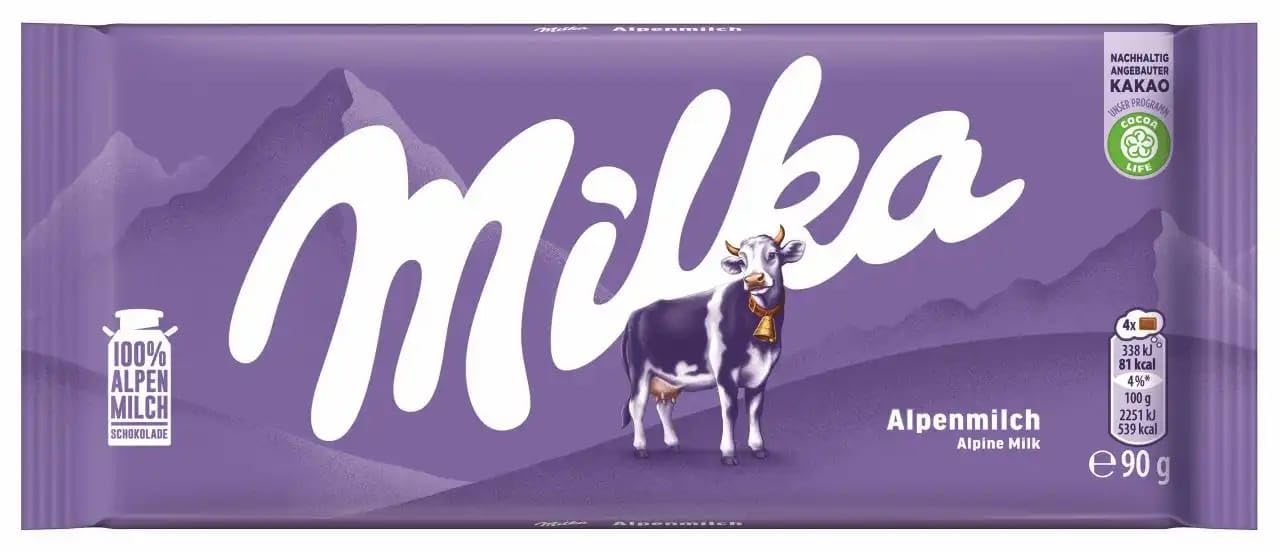 Milka Chocolate con Leche de los Alpes 90g Pack 25 Tabletas