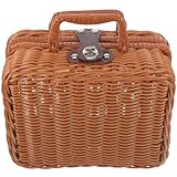 Rangement vintage – cette valise de rangement rétro est doublée à l'intérieur, vos objets peuvent être présentés et bien rangés. valise tressée imitation rotin