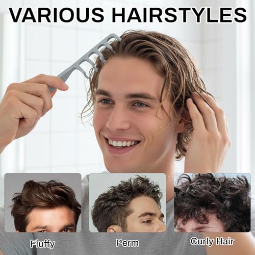 Styling Kamm mit Textur Comb,Textur Styling Kamm,Breiter Zahn kämm Männer,Roots Volume Toolleichtes Pflegezubehör,Ideal für lockiges Haar,Volumen für Die Haarwurzeln Mit Ponyansatz Pflegen