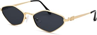 Retro Small Sunglasses for Women Men - 2025 Trendy 90s Metal Frame Sun Glasses Gold Frame Narrow Shades