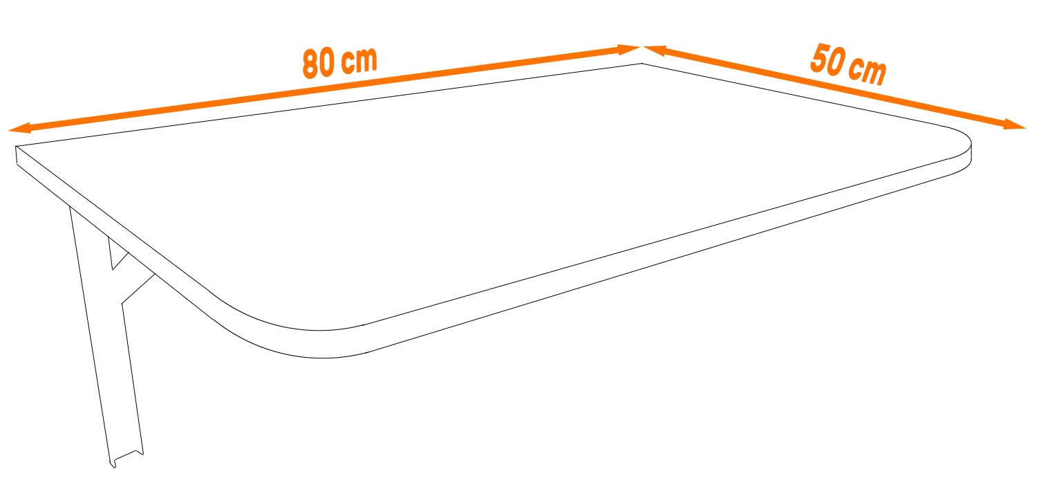AKKE Klapptisch Wandklapptisch, klappbar faltbar, 80cm x 50cm, Goldenes Craft