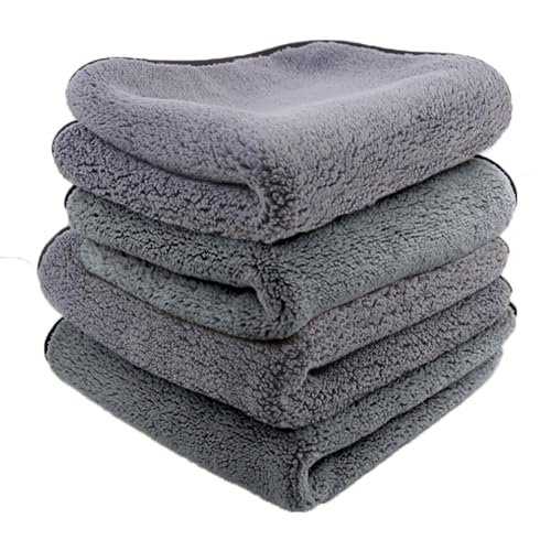 Image of Autofy 500GSM - 40cm x 60cm - [Pack of 4] - Microfiber Cloth Double Sided Microfiber Cloth for Car Lint Free Super Soft Plush Car Cleaning Cloth Sueded Edges for Scratch Free Car & Bike Cleaning