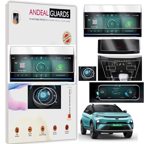 Image of Screen Guard For TATA NEXON.EV 2023 | 12.3 INCH INFOTAINMENT [Thin Bezels] + STEERING + INSTRUMENT CLUSTER + AC PANEL + GEAR KNOB Protector Accessories [Not Tempered Glass]