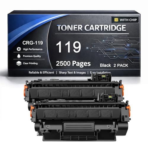 Toner 119 compatible noir CRG-119 pack de 2 pour corriger les impressions ternes sur MF416dw