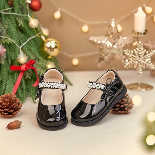 Image of PHIRAMIN Toddler Girl Mary Jane Student Oxford Shoes-Little Girl School Uniform Shoes for Wedding Party