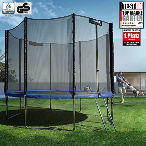 Kinetic Sports Outdoor Gartentrampolin Set inkl. Sprungtuch aus USA-Mesh +Sicherheitsnetz +Rand- u. Regen-Abdeckung… – Bild 4