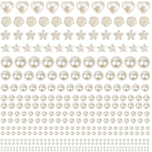 shynek 4326Pcs Self Adhesive Pearl Stickers for Crafts Stick on Pearls Gems for Hair Face Makeup Crafts Assorted Styles and Sizes