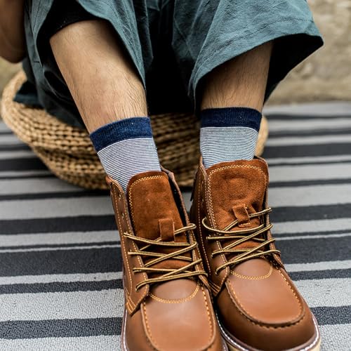 5 Pairs - Men's Autumn/Winter Cotton Men's Socks Retro Japanese Mid Tube Socks2