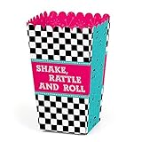 50's Sock Hop - 1950s Rock N Roll Party Favor Popcorn Treat Boxes - Set of 12