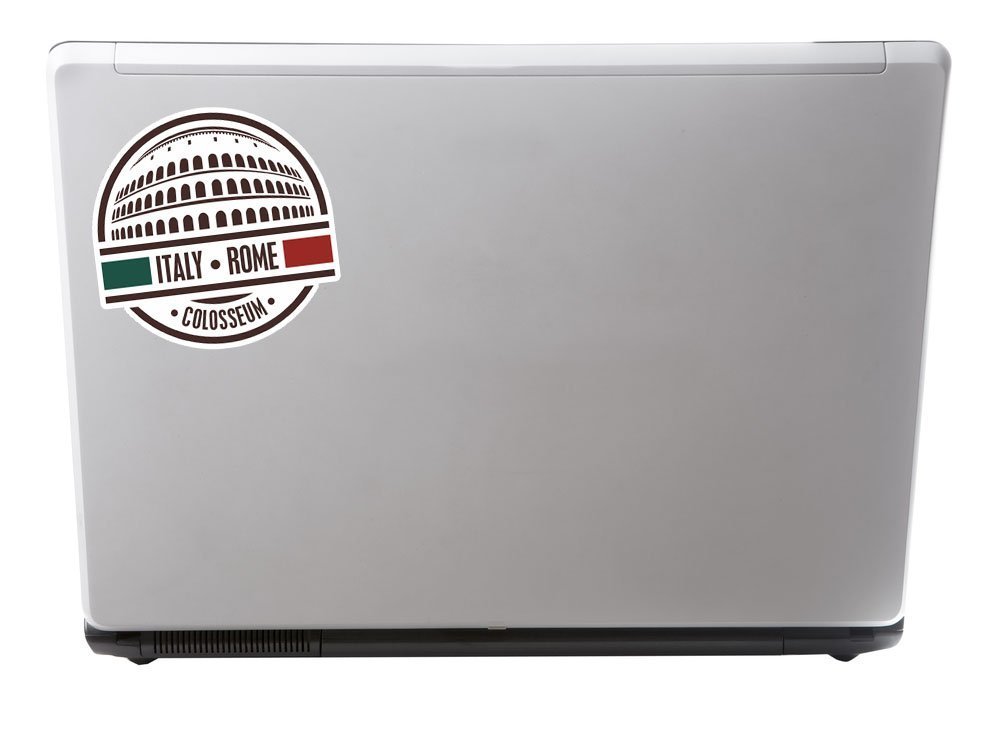 2 Adesivi In Vinile Autoadesivi 10 Cm - Motivo Italia Roma Colosseo - Per Laptop, Valigia, Auto, IPad - 6408 - copertina